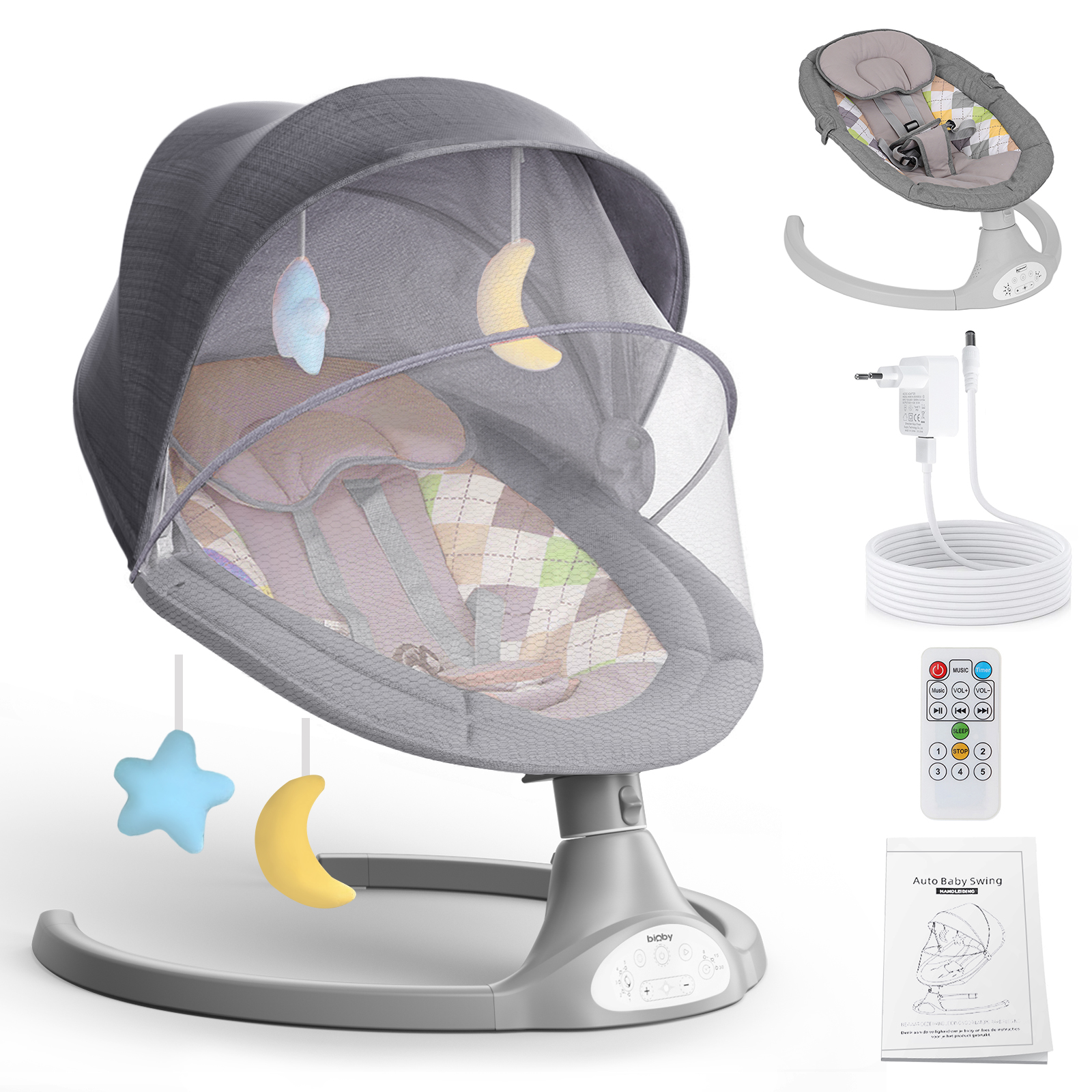 Transat Bébé Électrique 5 Vitesses – Balancelle Avec Télécommande Et
