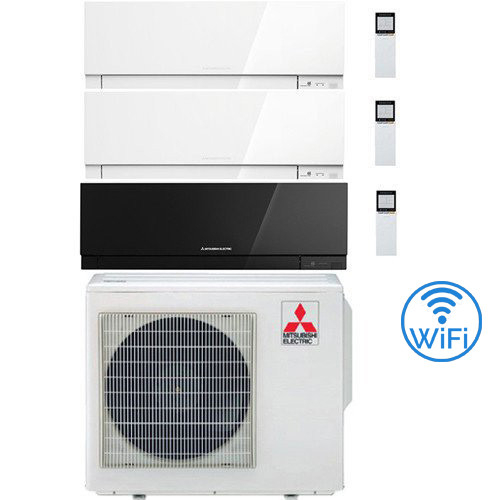 Climatizzatore Condizionatore Mitsubishi Kirigamine Zen Wifi Bianco E Nero Trial Split Inverter 7000 + 7000 + 12000 Btu Con U.e. Mxz-3f54vf Classe A+++ /a++ Novitá