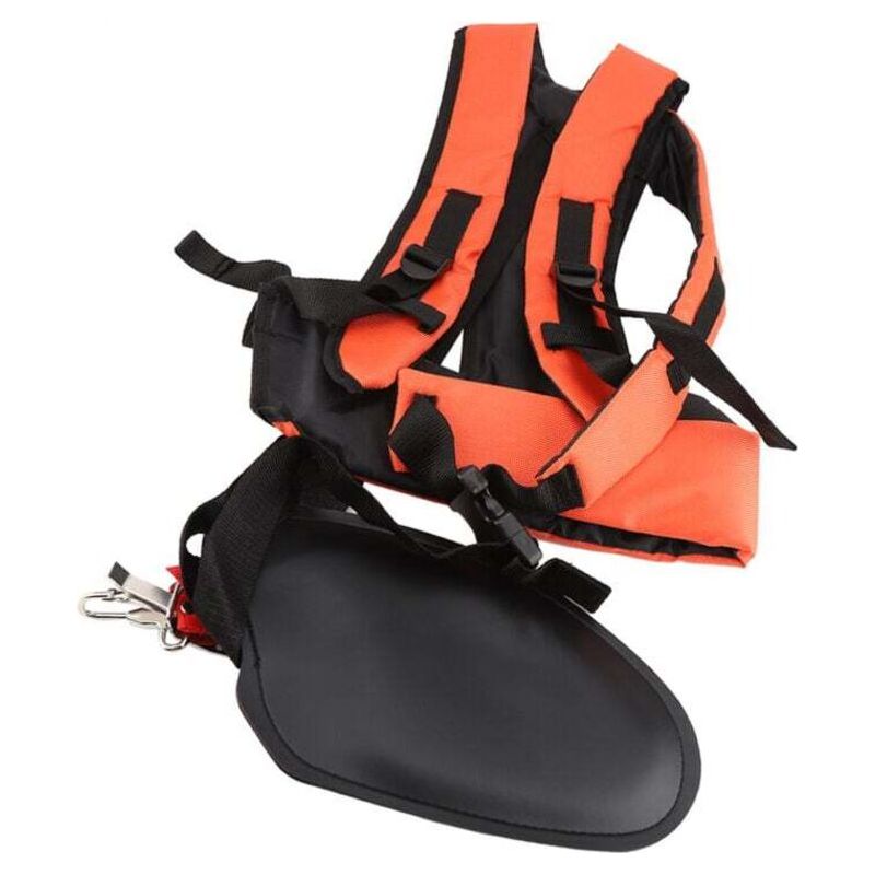 Harnais double épaule réglable pour débroussailleuse et tondeuse, nylon, orange