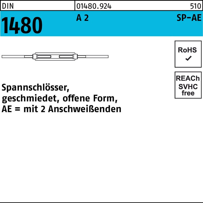 Oem Blau Din 1480 Spannschlösser A 2 Sp Ae M 20 A 2 S