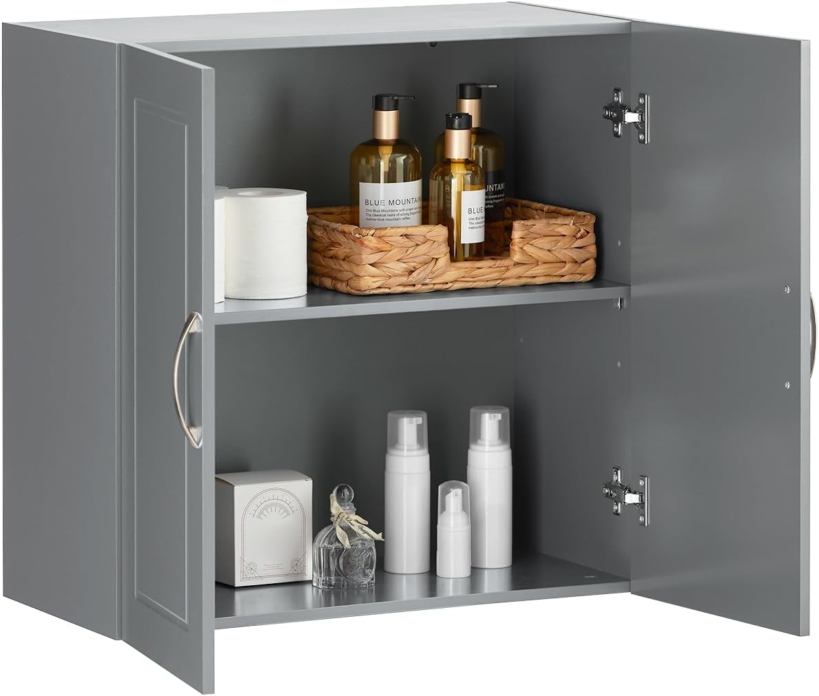 Sobuy - Armoire Murale De Salle De Bain Avec 2 Portes – Meuble Haut