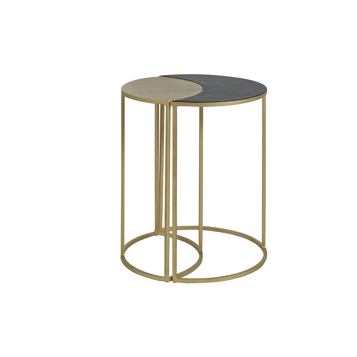 Miliboo - Table D'Appoint En Métal Laqué Noir Et Doré Toscane