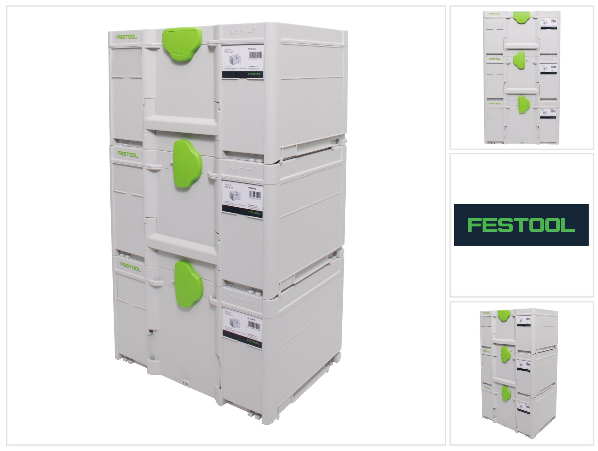 Systainer Set 3x Sys3 M 237 ( 3x 204843 ) 21, 4 Liter 396x296x237mm Werkzeugkoffer Koppelbar - Festool
