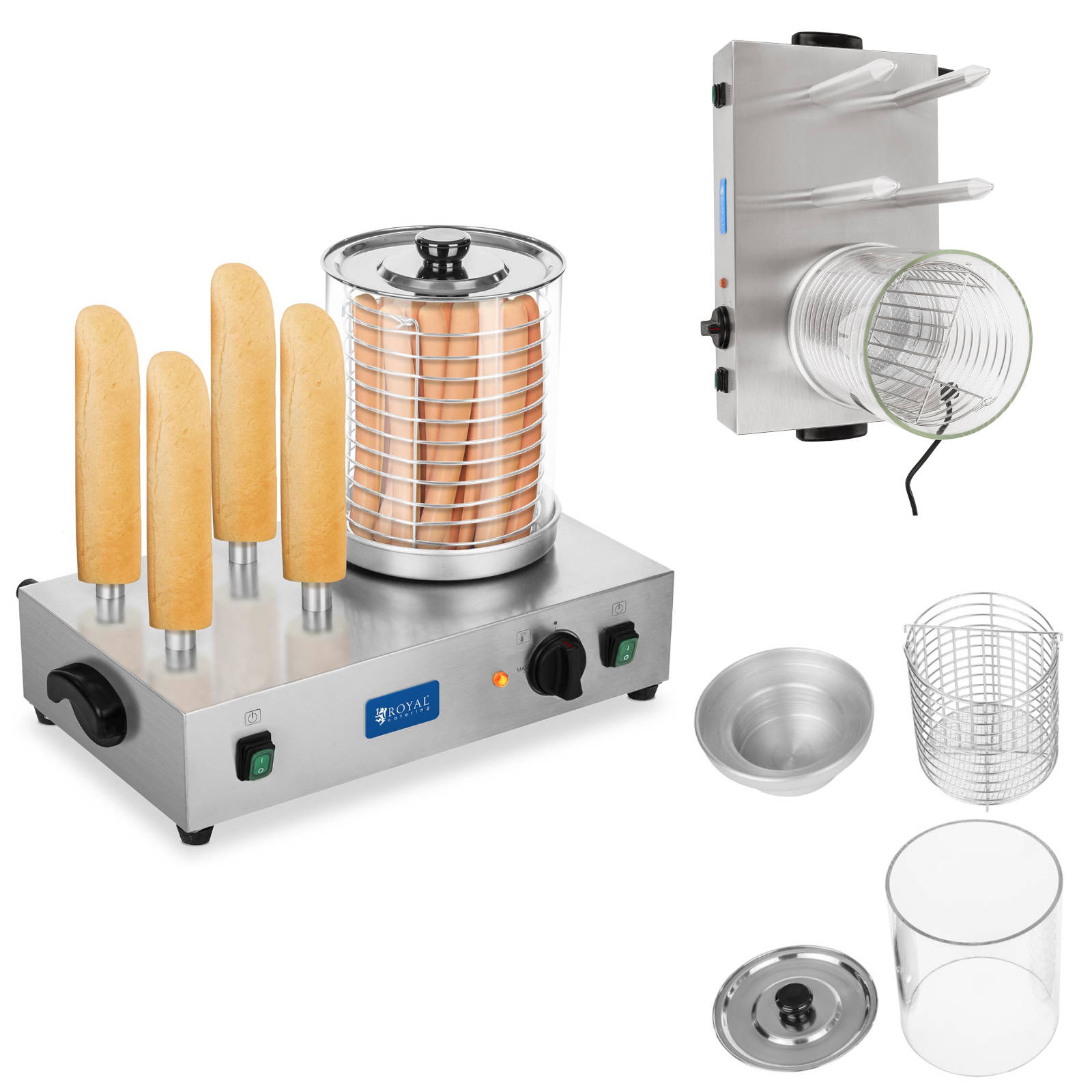 Royal Catering - Würstchenwärmer 1100w Hot Dog Gerät Hotdog Maker Wurstwärmer Edelstahl Toaster