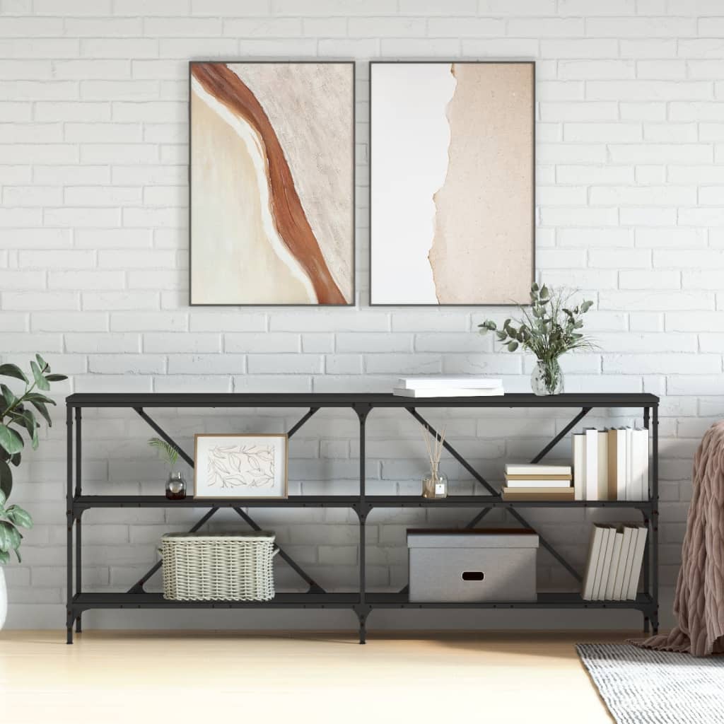 Vidaxl Table Console Noir 180x30x75 Cm Bois D'Ingénierie Et Fer