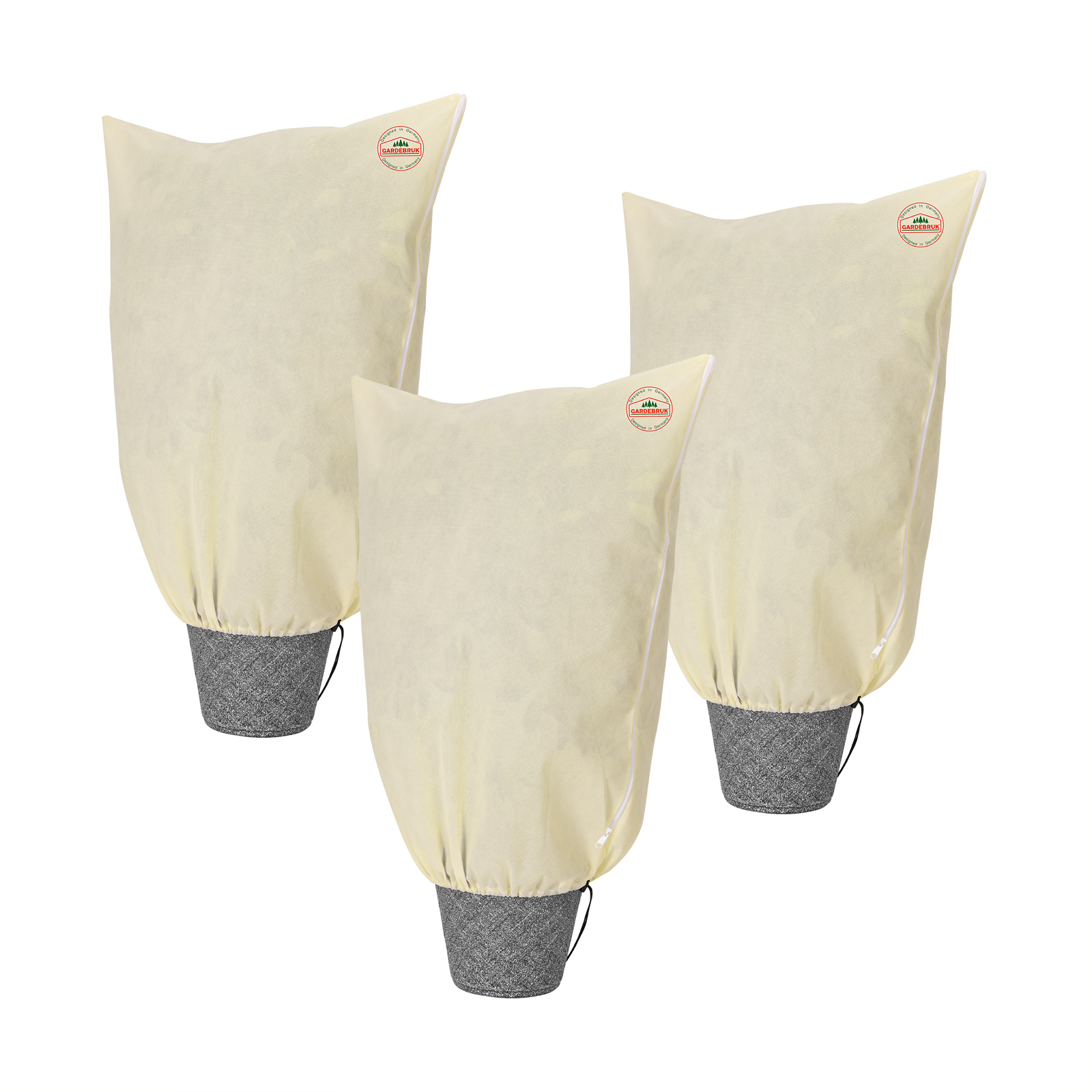 Gardebruk - Kübelpflanzensack Reißverschluss Garten Frostschutzhaube Winterschutzhaube Pflanzenschutzhaube Frostschutzvlies Beige 0,6x0,8m 3er Set