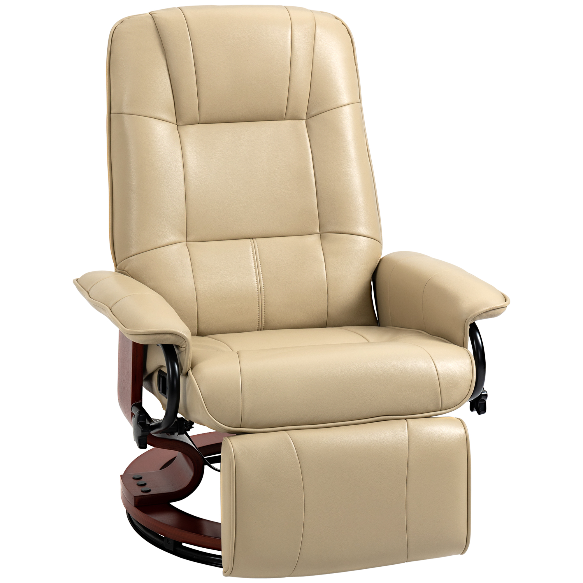 Homcom - Fauteuil Relax Inclinable Repose-pied Réglable Pivotant 360° Bois Synthétique Crème