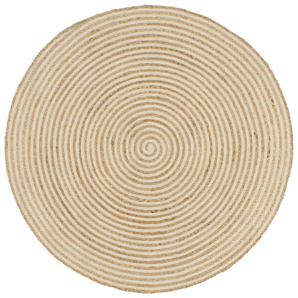Handmade Rug Jute With Spiral Design White 90 Cm Vidaxl