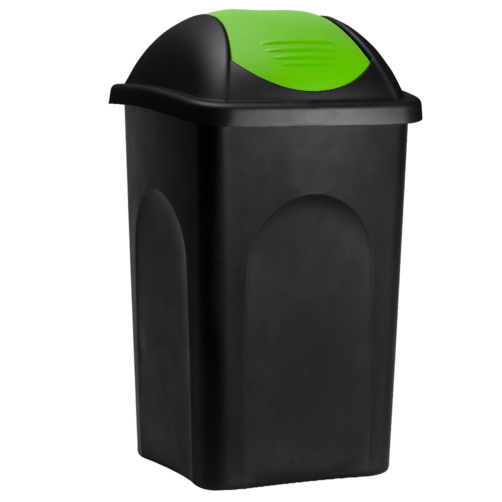 Stefanplast® Mülleimer Mit Schwingdeckel 60l Abfalleimer Geruchsarm Küche Bad Biomüll Gelber Sack Kunststoff Mülltrennung Schwarz/grün
