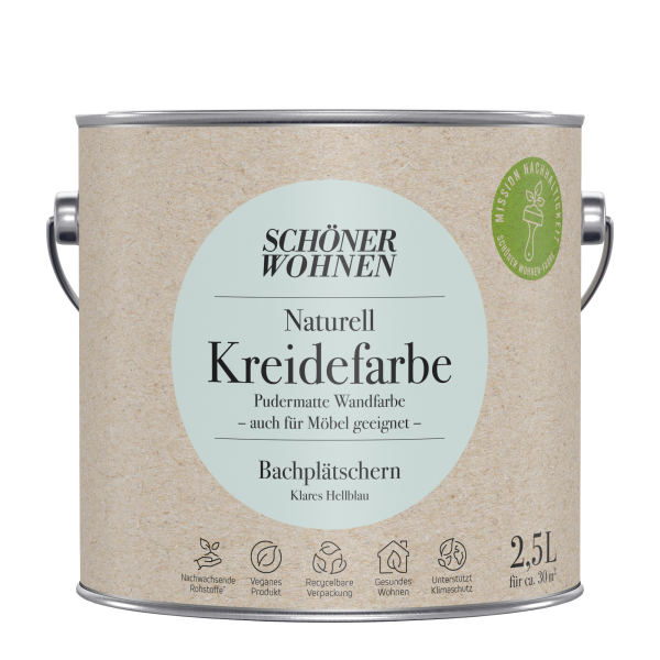 Schoner Wohnen - Schöner Wohnen Naturell Kreidefarbe 2,5 Ltr. Bachplätschern Klares Hellblau