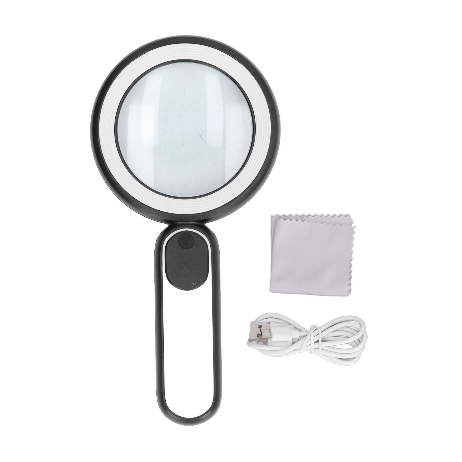Loupe à main 20x à 21 LED, lumière froide et chaude, batterie rechargeable USB 1200 mAh, noir et blanc