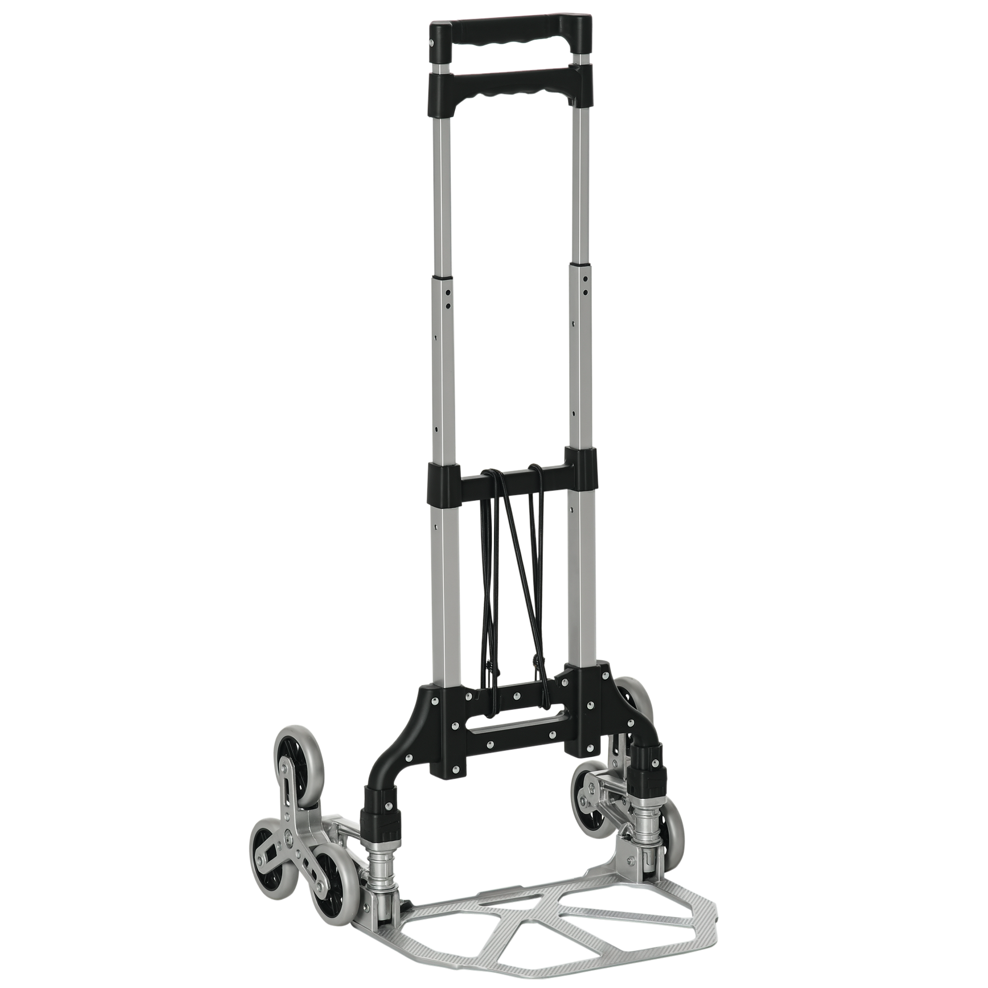 Diable pliable en aluminium, 6 roues pour escaliers, sangle intégrée, 70 kg, gris