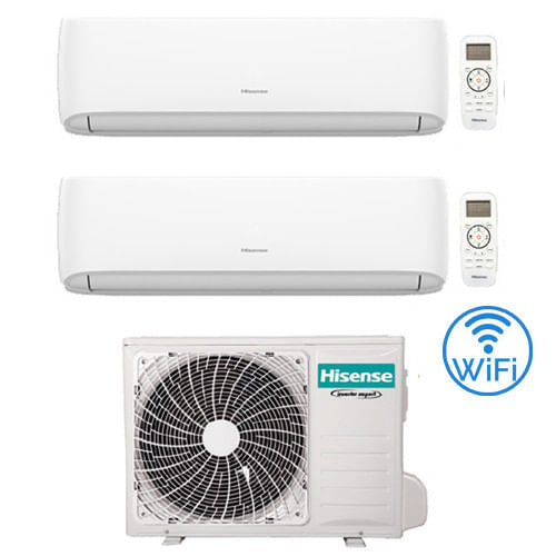 Climatizzatore Condizionatore Hisense Hi Comfort Wifi R32 Dual Split Inverter 12000 + 12000 Btu Con U.e. 2amw52u4rxc Classe A++/a+
