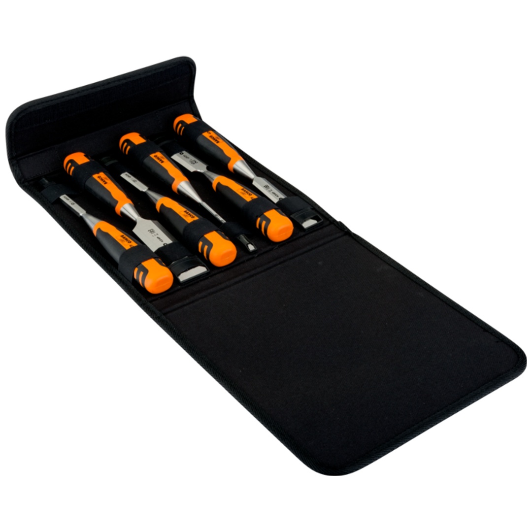 Bahco Schwarz Satz Meißel Mit Gummiertem Griff, 6-Tlg./Tasche Aus Polyester