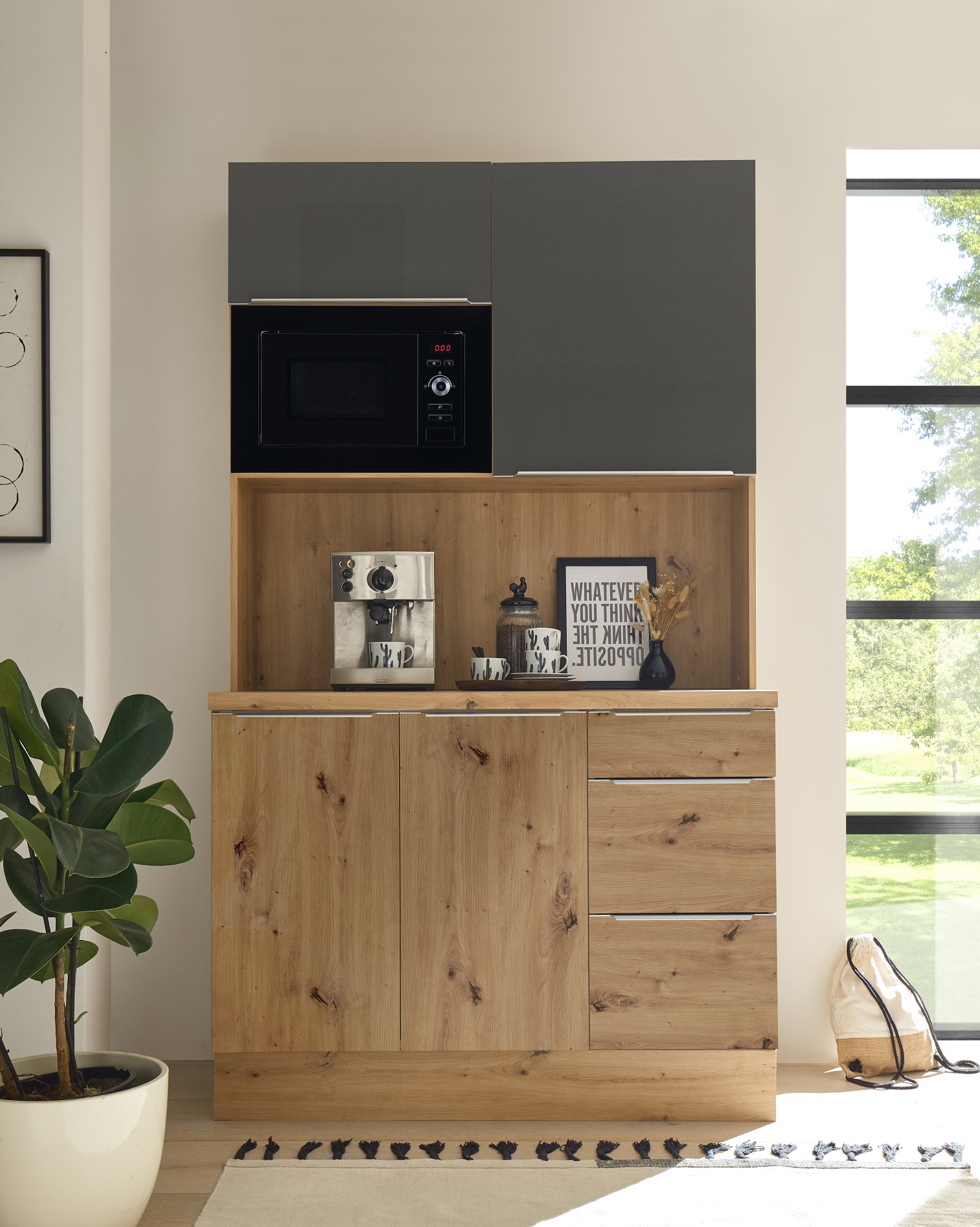Küchen Buffet Marleen Premium 120 Cm Grau Artisan Eiche Respekta