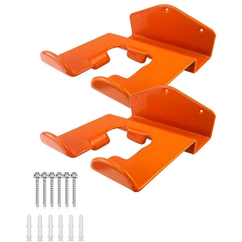 Support mural pour débroussailleuse en acier, finition orange antirouille, lot de 2