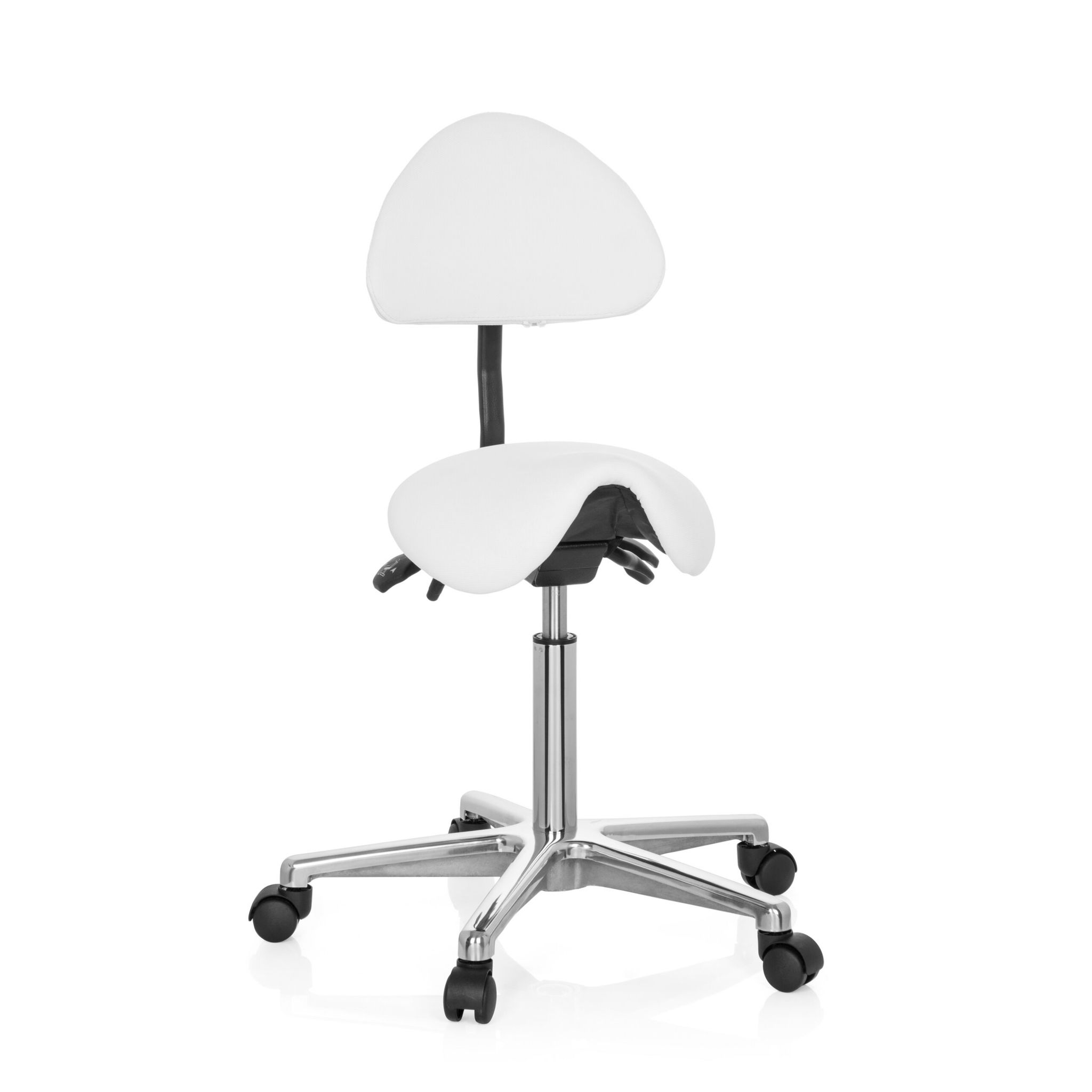 Hjh Office Weiß Hocker / Drehhocker / Arbeitsstuhl / Sattel Top Work 20 Kunstleder