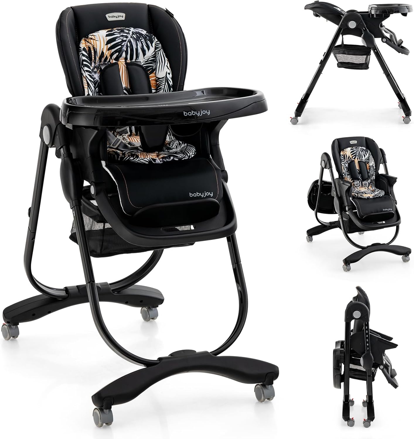 Goplus – Chaise Haute Bébé Réglable 6-36 Mois – Double Plateau Amovible