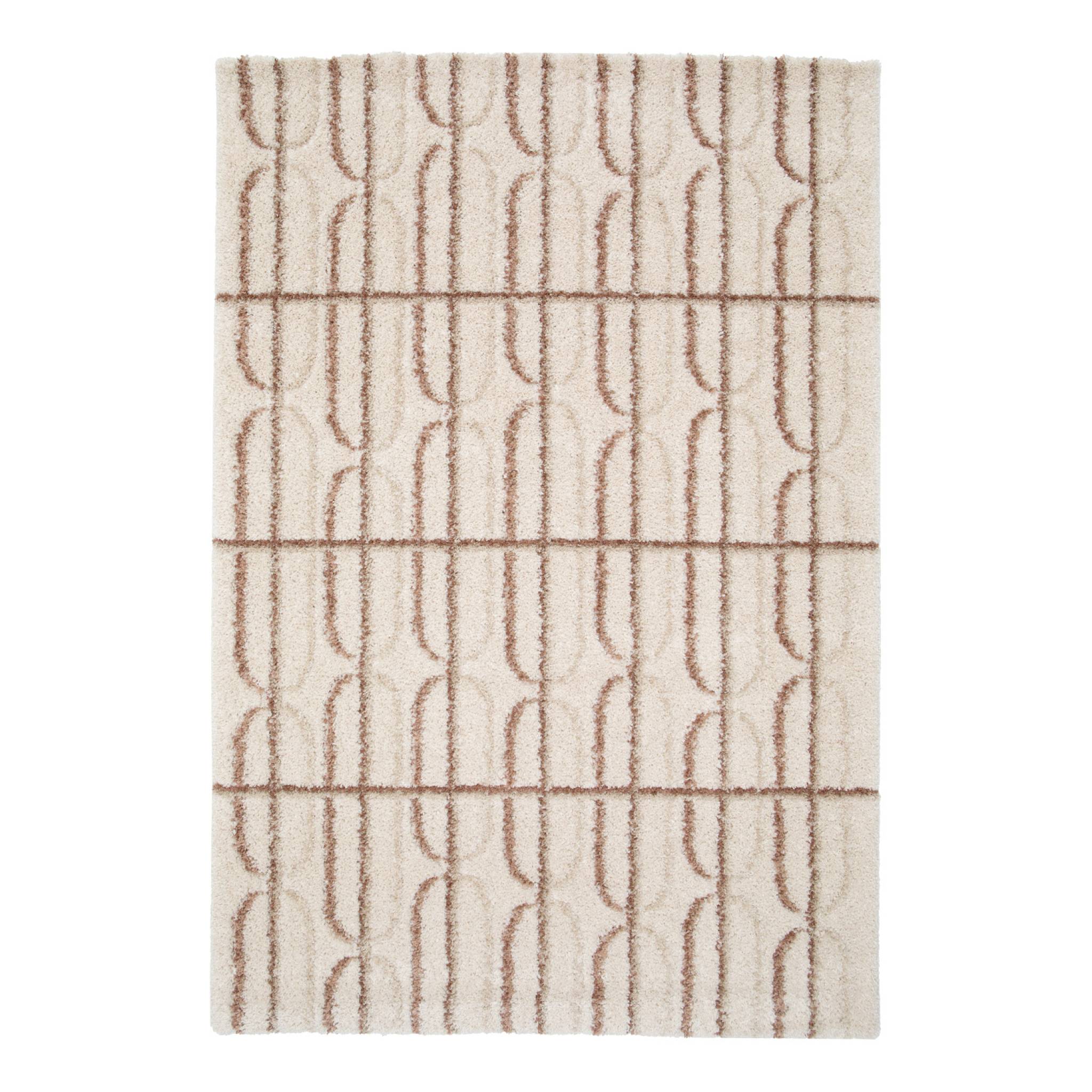 Sweeek Indoor Rug With Cream, Pink, And Brown Graphic Pattern 290x200 Cm - Aris