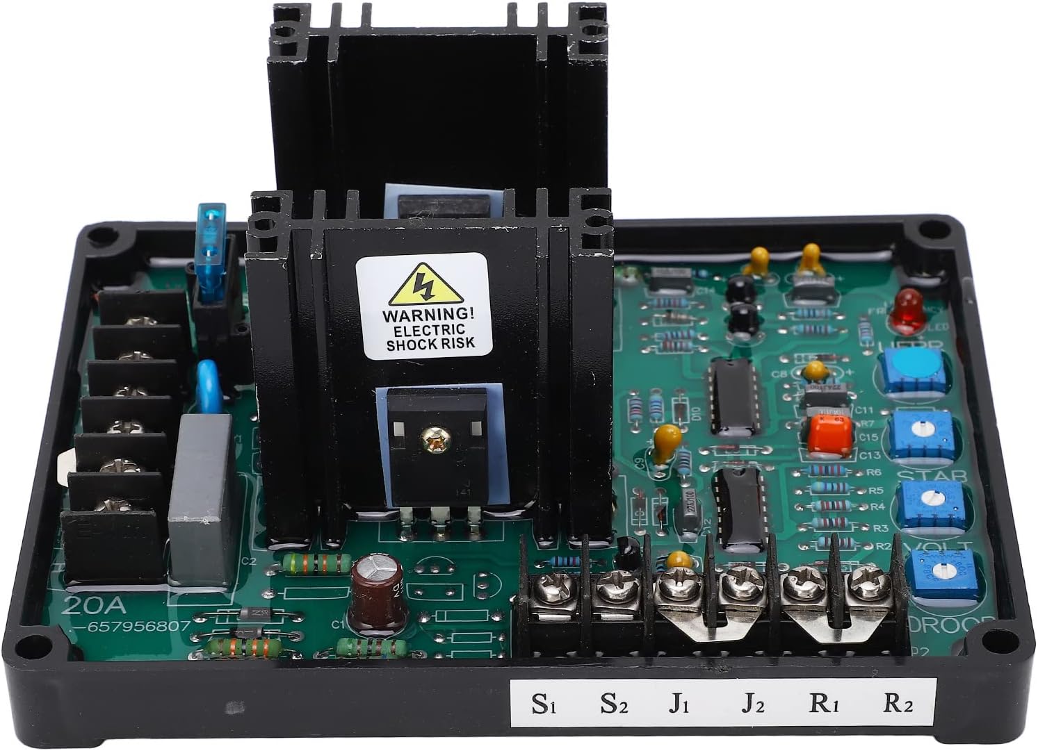 Régulateur de tension automatique AVR pour générateur sans balais, 180 à 240 V CA, sortie 6 A, capteur 220 à 400 V CA, ABS noir