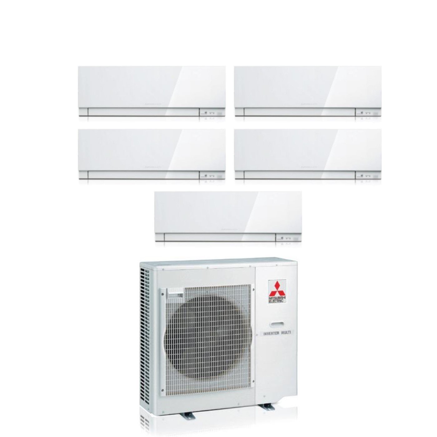 Climatizzatore Condizionatore Mitsubishi Electric Penta Split Inverter Serie Kirigamine Zen White Msz-ef 7+7+9+9+12 Con Mxz-5f102vf R-32 Wi-fi Integrato Colore Bianco 7000+7000+9000+9000+12000