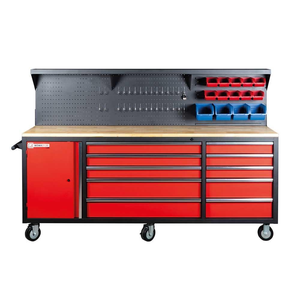 Holzmann Rot/Grau/Schwarz Werkbank + Arbeitsbock, Werkbank Wagen (221 Cm, 49 Cm) - Image 2