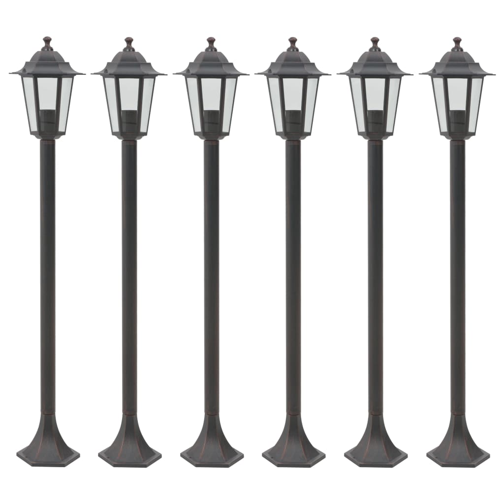 vidaXL Farolas de Jardín Aluminio Bronce E27 110 cm 6 Unidades