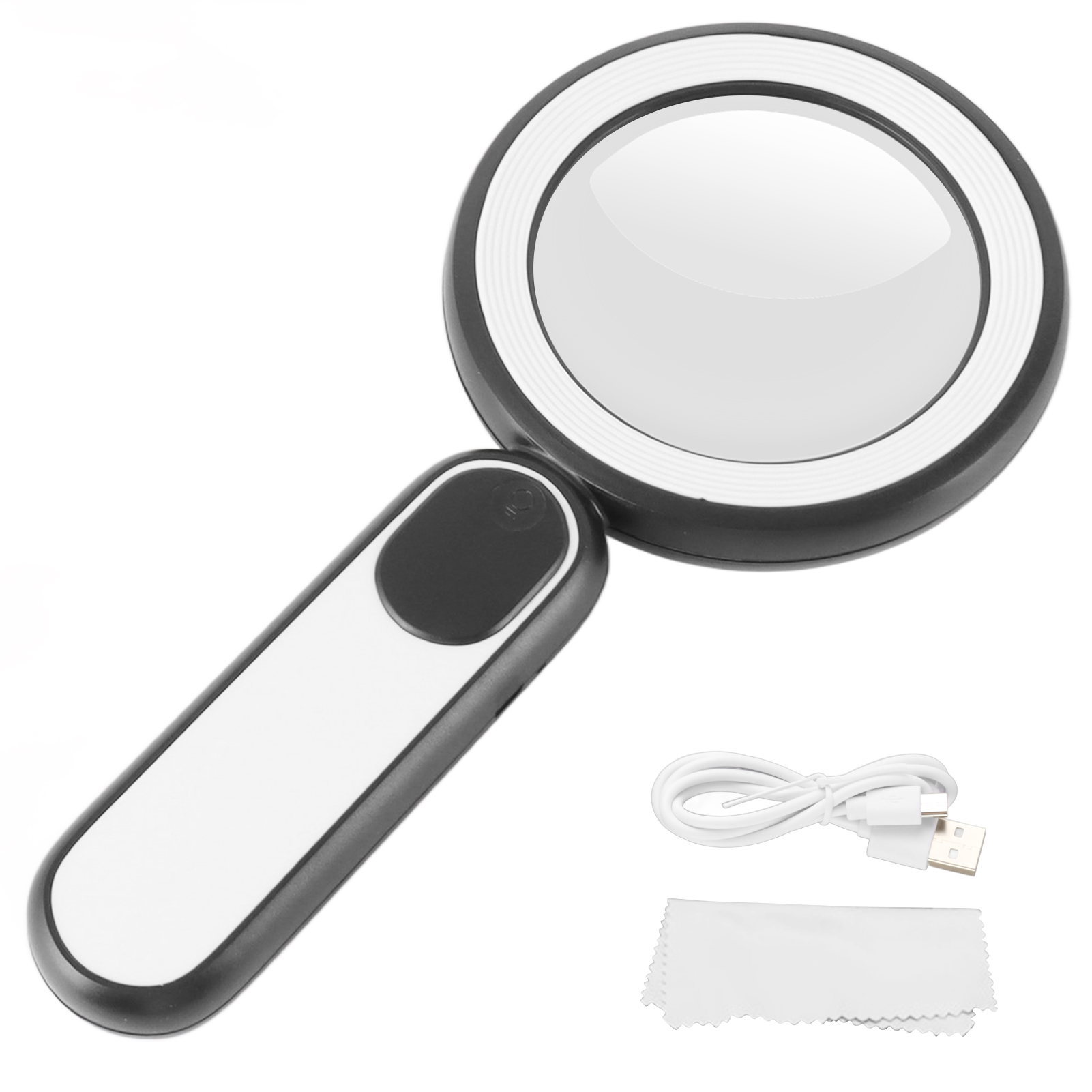 Loupe à main rechargeable 8x avec 21 LED et 3 modes d'éclairage, poignée ergonomique, batterie 1200 mAh