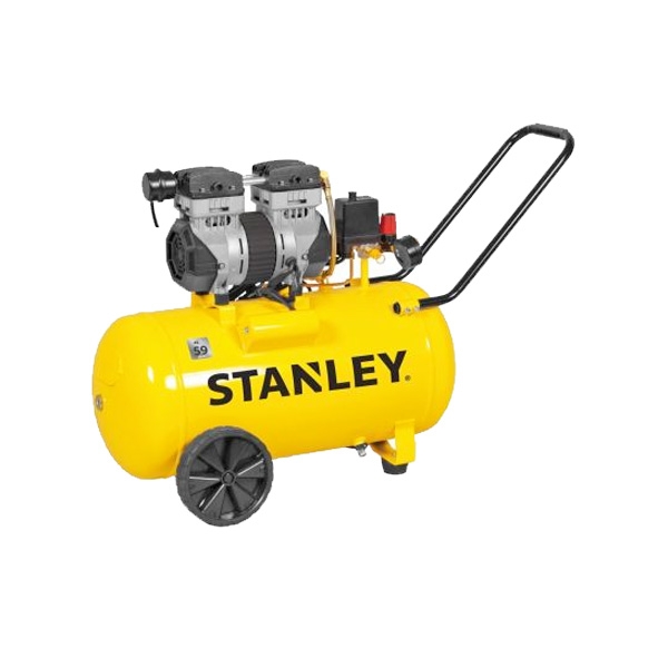 Stanley - Kompressor, Öl -Freier Luftkompressor, Niedriger Rauschkompressor, Horizontal, 1 Ps, 8 Bar, Tankkapazität 50 L