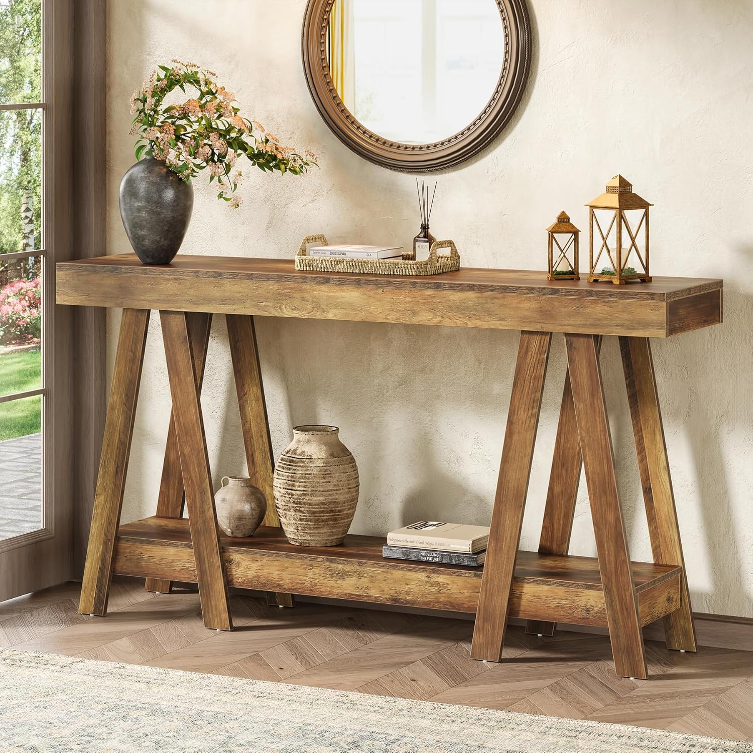 Tribesigns – Console D'Entrée Style Fermier 180 Cm – Mdf Robuste