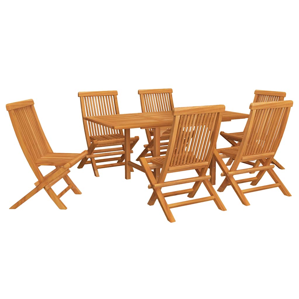 7 Piece Garden Dining Set Solid Teak Wood Vidaxl