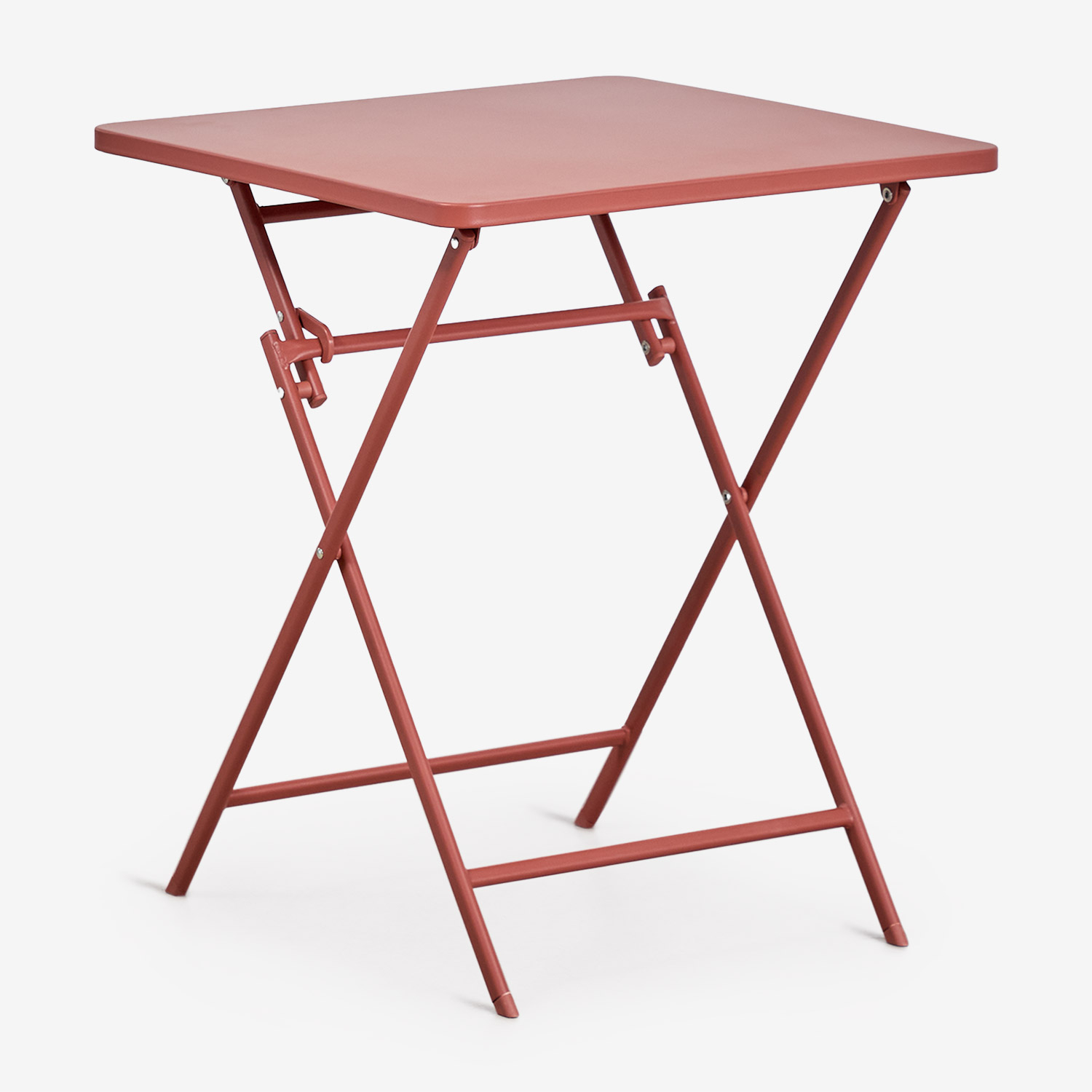 Table De Jardin Carrée 60x60 Cm Pliante En Acier Tamarit Sklum Terracota