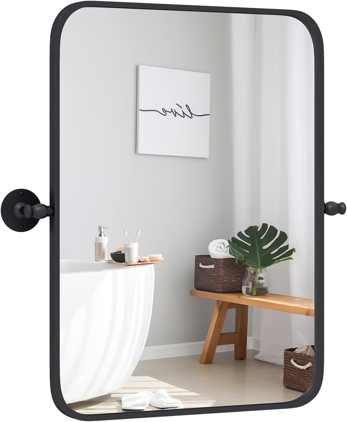 Goplus – Miroir De Salle De Bain Rectangulaire 76,5 X 66,5 Cm – Cadre