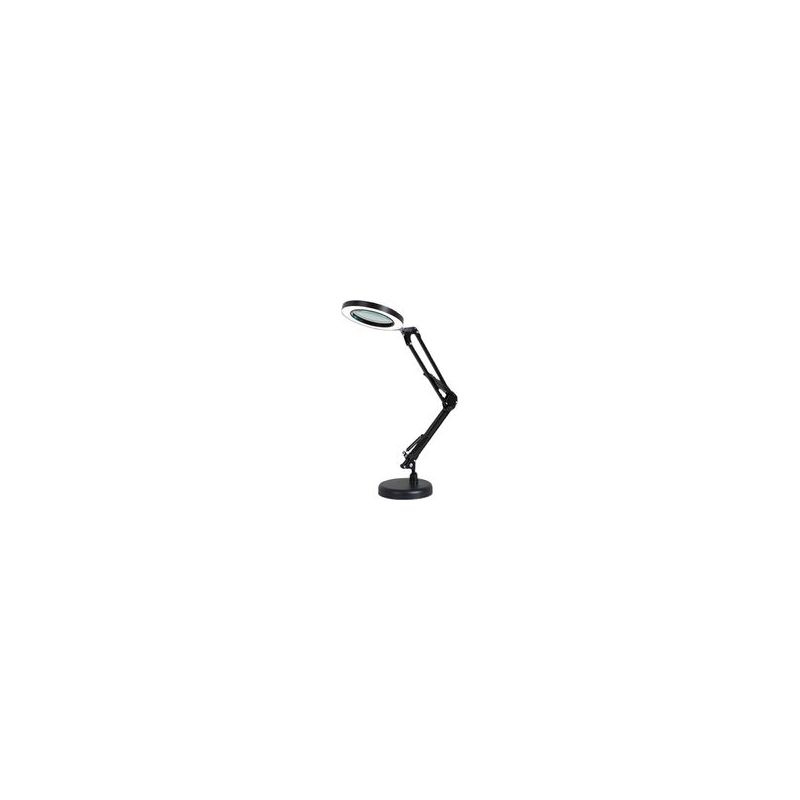 Lampe loupe de bureau à bras rotatif réglable, lentille en verre, 3 modes de couleur, noir