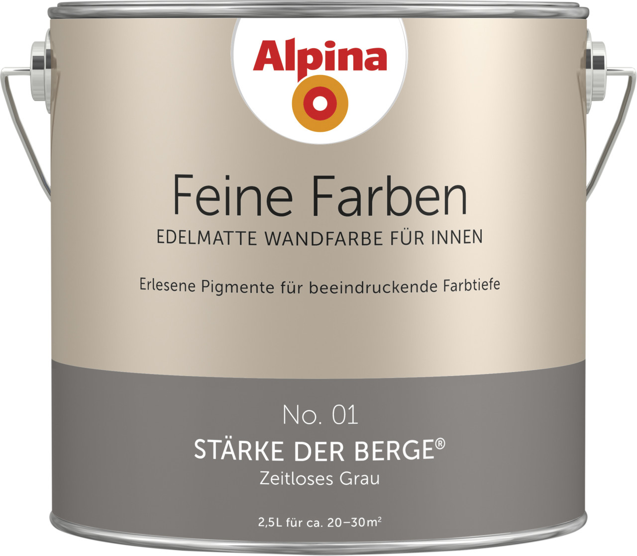 Feine Farbe No 01 2,5 L Zeitloses Grau Stärke Der Berge Wandfarbe 30m² - Alpina