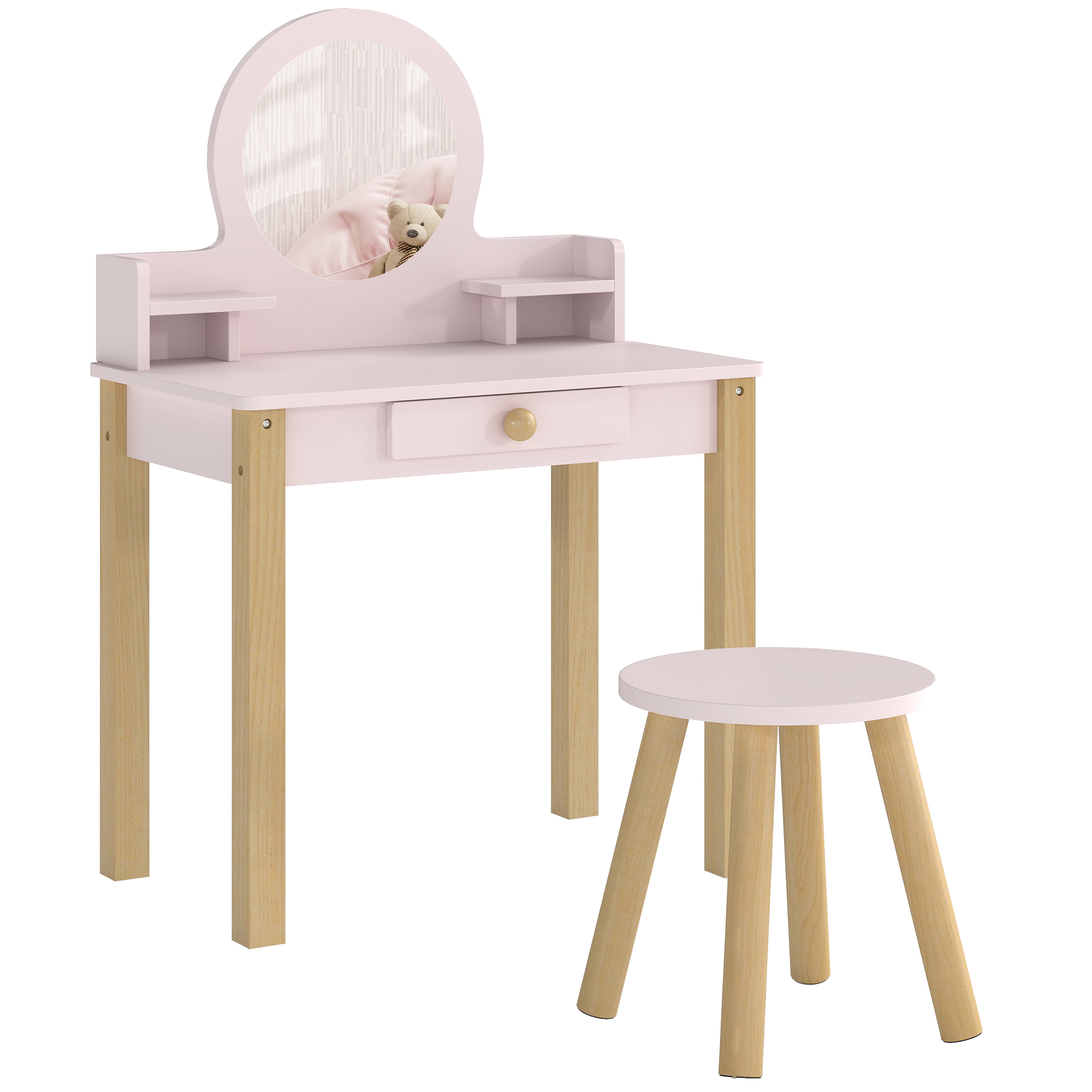 Coiffeuse Enfant - Aiyaplay - Avec Miroir Et Tabouret - Tiroir De