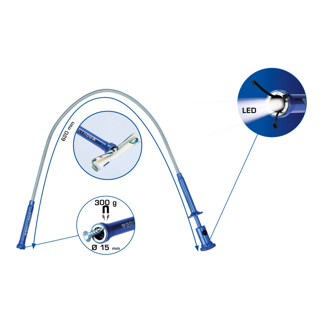 Brilliant Tools Licht/Dunkel - Krallengreifer Mit Magnet Und Led Formbar - Bt115908