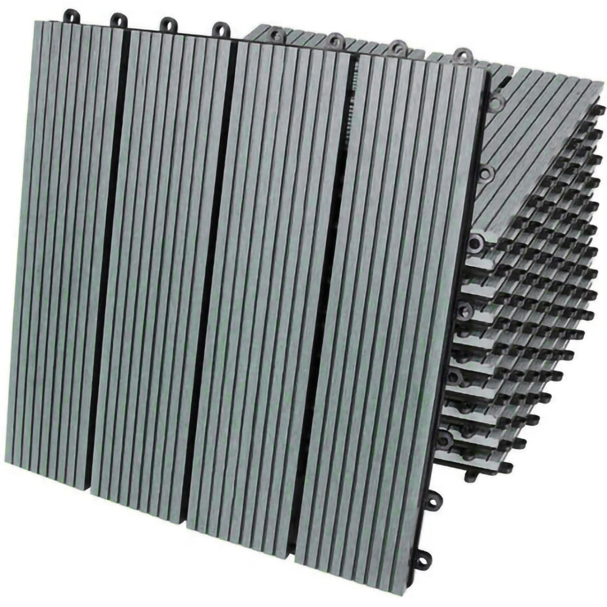 Piastrelle Per Pavimenti Da Esterno Balcone/giardino/terrazza Pavimentazione Ad Incastro In Wpc, Legno Composito, Mattonelle Da Giardino Con 33 Pannelli Da 30x30 Cm - Grigio
