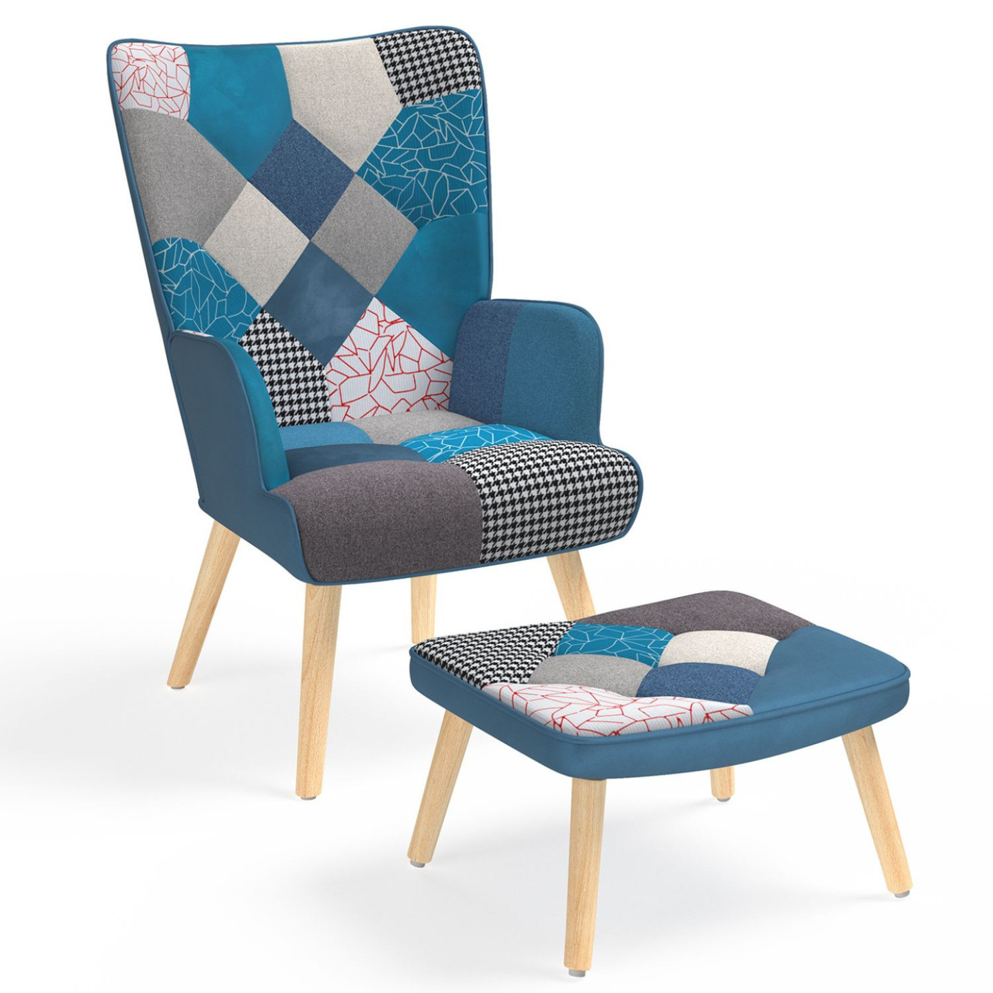 Idmarket - Fauteuil Scandinave Ivar Avec Repose Pieds En Tissu