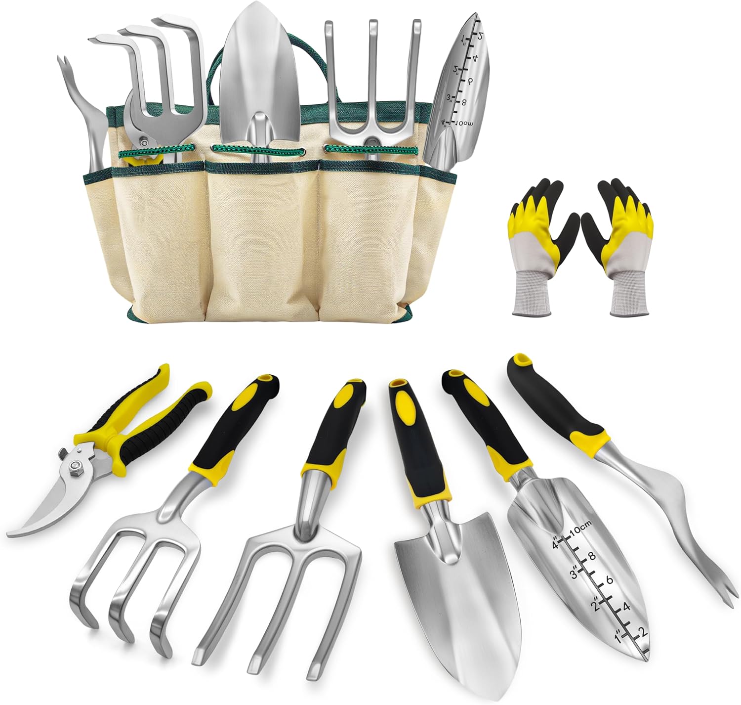 Gartenwerkzeug-set, 8-teilig, Gartengeräte Mit Gartentasche, Gartenpflegehandschuhe, Gartengeräte Mit Gartenschere, Schaufel, Rechen, Gartensets Für Die Gartenpflege