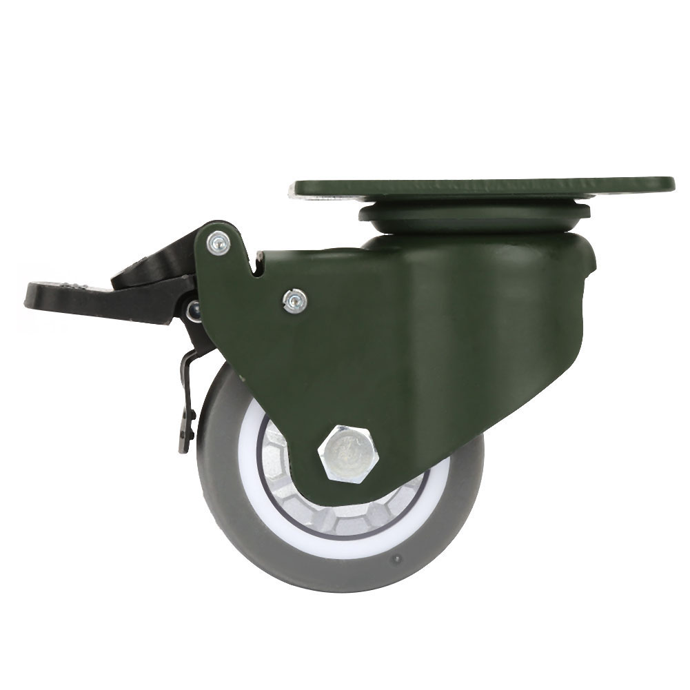 Roulette pivotante 7,6 cm en acier au manganèse, roue TPR à roulement à billes, lot de 1