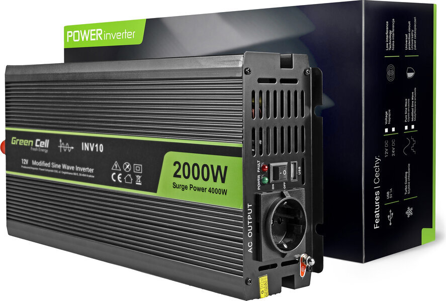 Green Cell INV10 Netzteil & Spannungsumwandler Auto 2000 W Sch - Bild 4