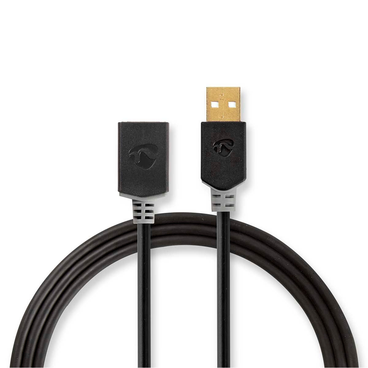 Nedis CCBW60010AT30 USB-Kabel USB 2.0 USB-A Stecker USB-A Buchse 480 Mbps Vergoldet 3.0 m Rund PVC A (3 m, USB 2.0), USB Kabel - Bild 4