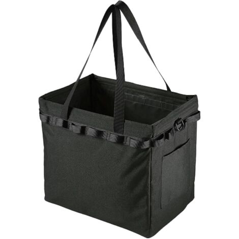 Sac de rangement d'outils de jardinage en tissu Oxford, poignée renforcée, pliable, 20 trous de suspension, noir