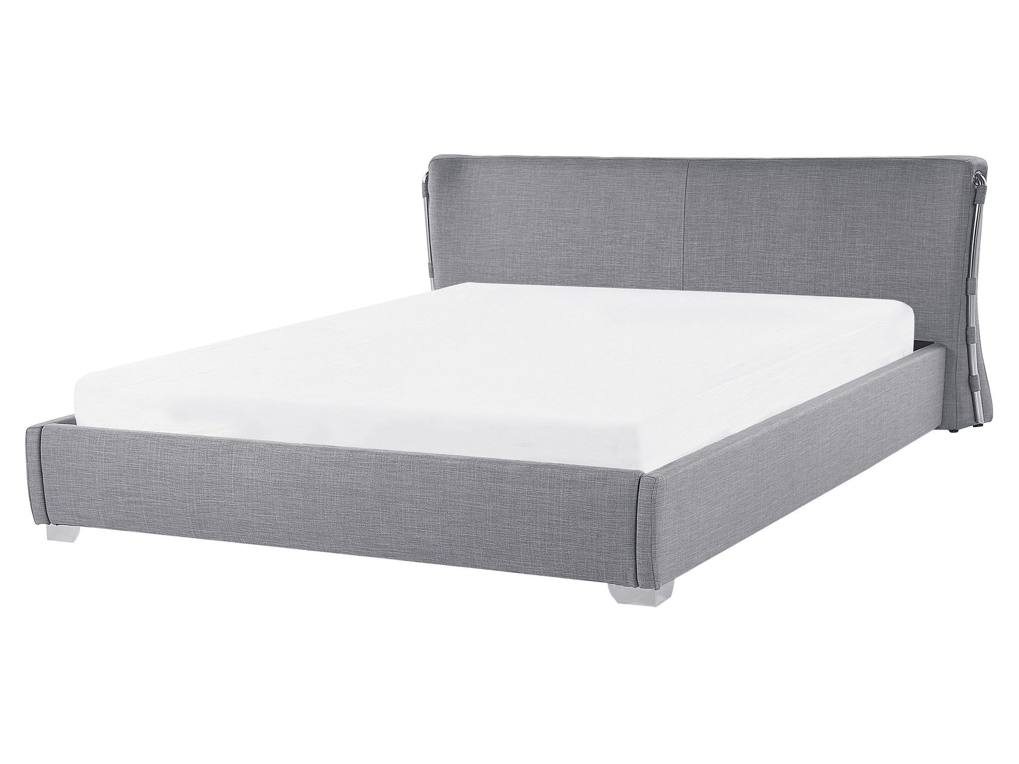 Beliani Fabric Eu King Size Waterbed 5ft3 With Mattress Curved Headboard Grey Paris