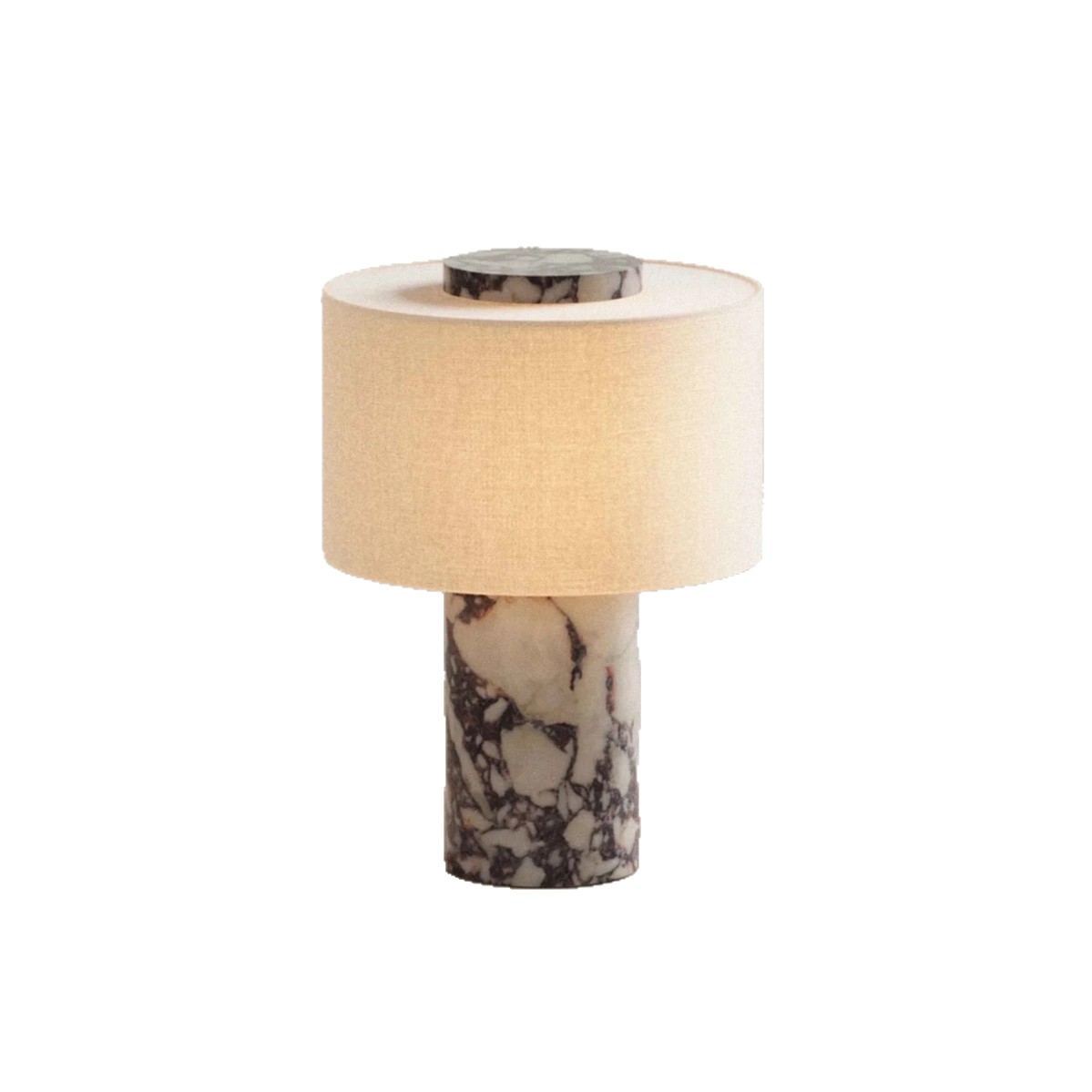Lampe De Table Tactile En Marbre – Abat-jour Cylindrique Lin