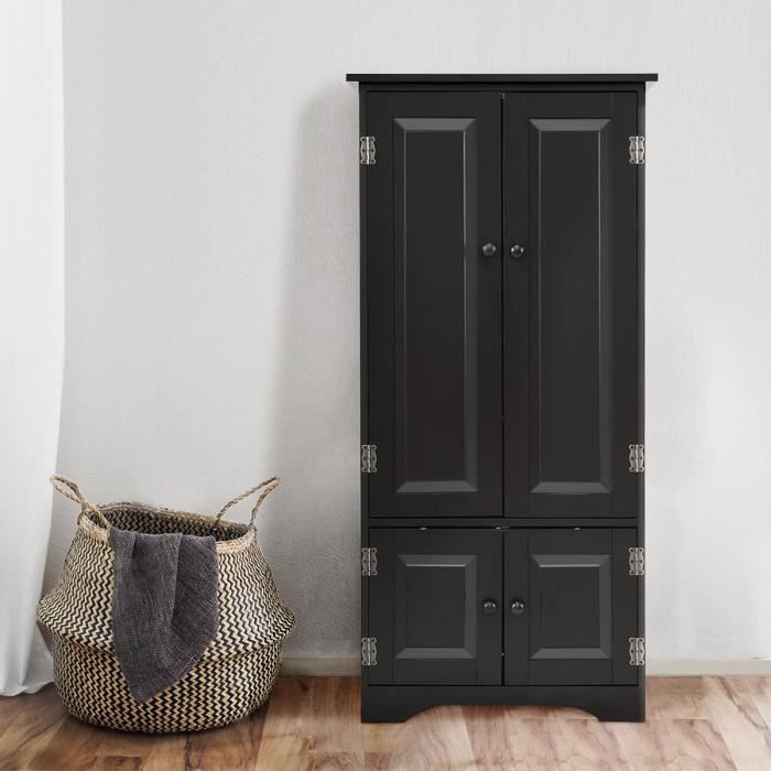 Armoire De Rangement Vintage En Mdf Avec 2 Etagères De Rangement Réglabl