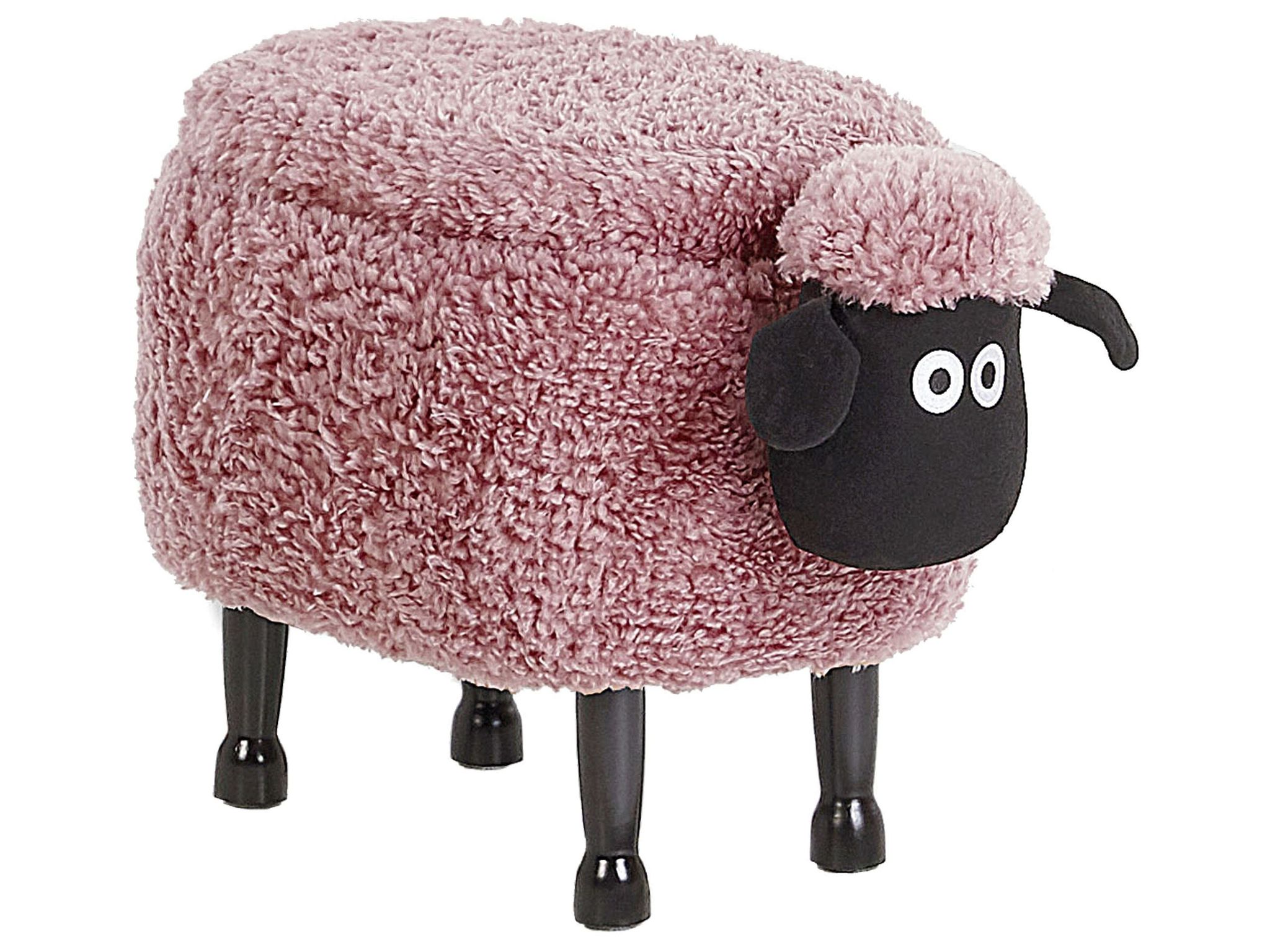 Beliani Storage Animal Stool Sheep Fabric Pink