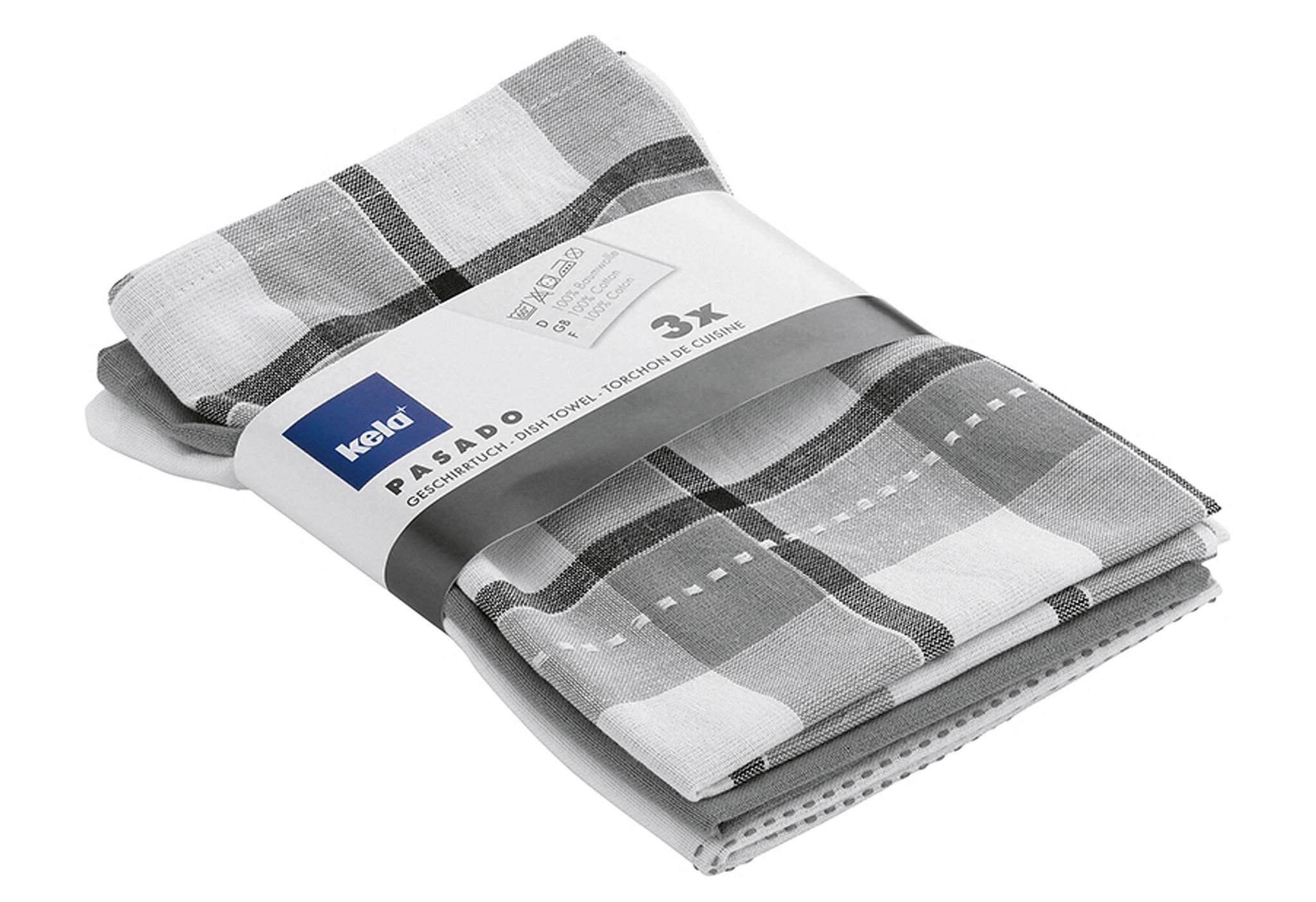 Kela - Geschirrtuch Pasado Grau 65x45cm 3er Satz