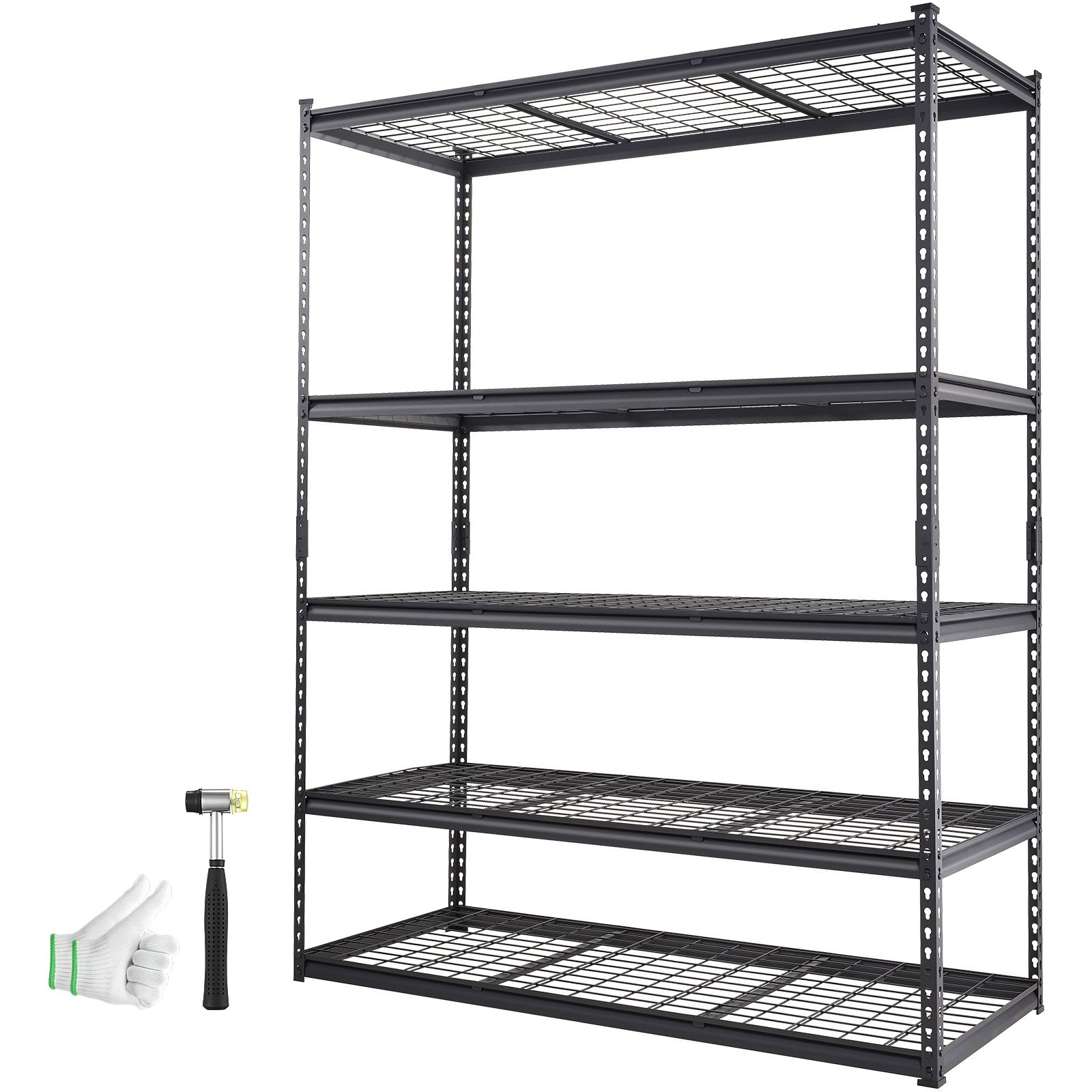 Étagère de rangement 5 niveaux réglables en métal noir, 907 kg, 152 x 61 x 198 cm, pour garage et cave